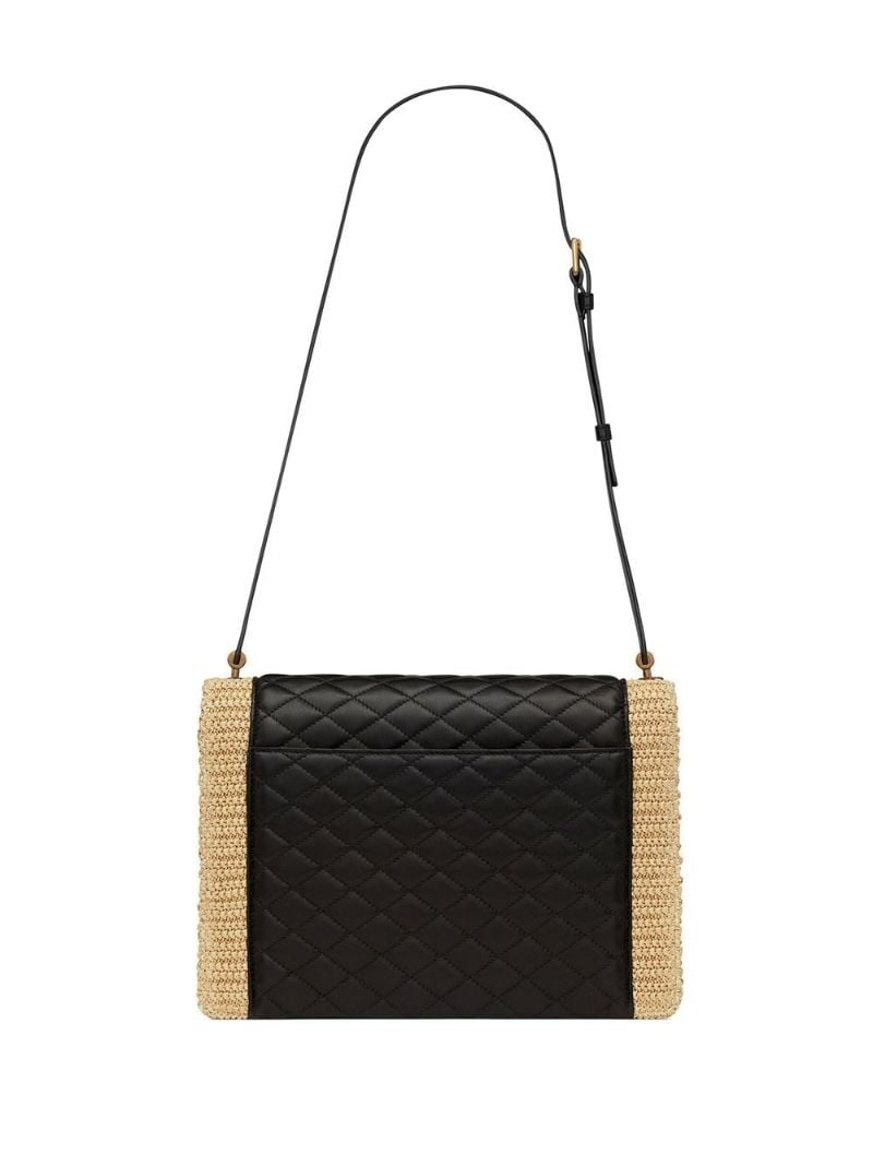 Black Gaby Raffia Leather Shoulder Bag