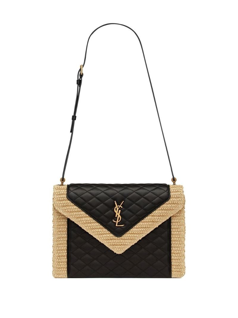 Black Gaby Raffia Leather Shoulder Bag