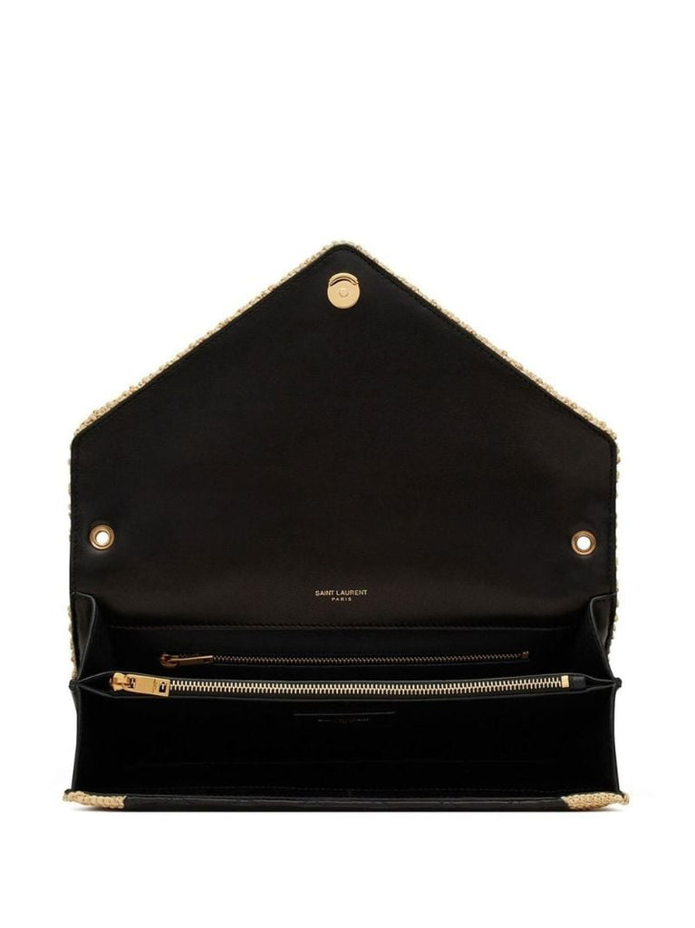Black Gaby Raffia Leather Shoulder Bag