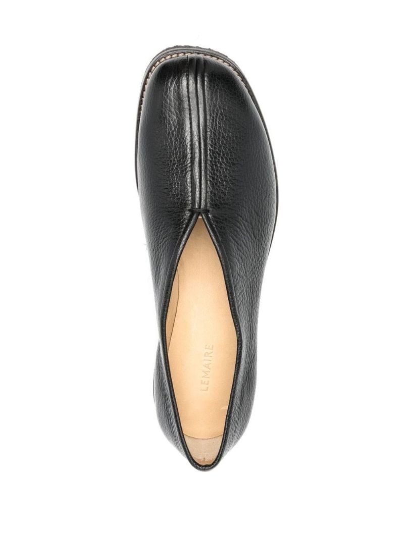 Black Piped Leather Loafers