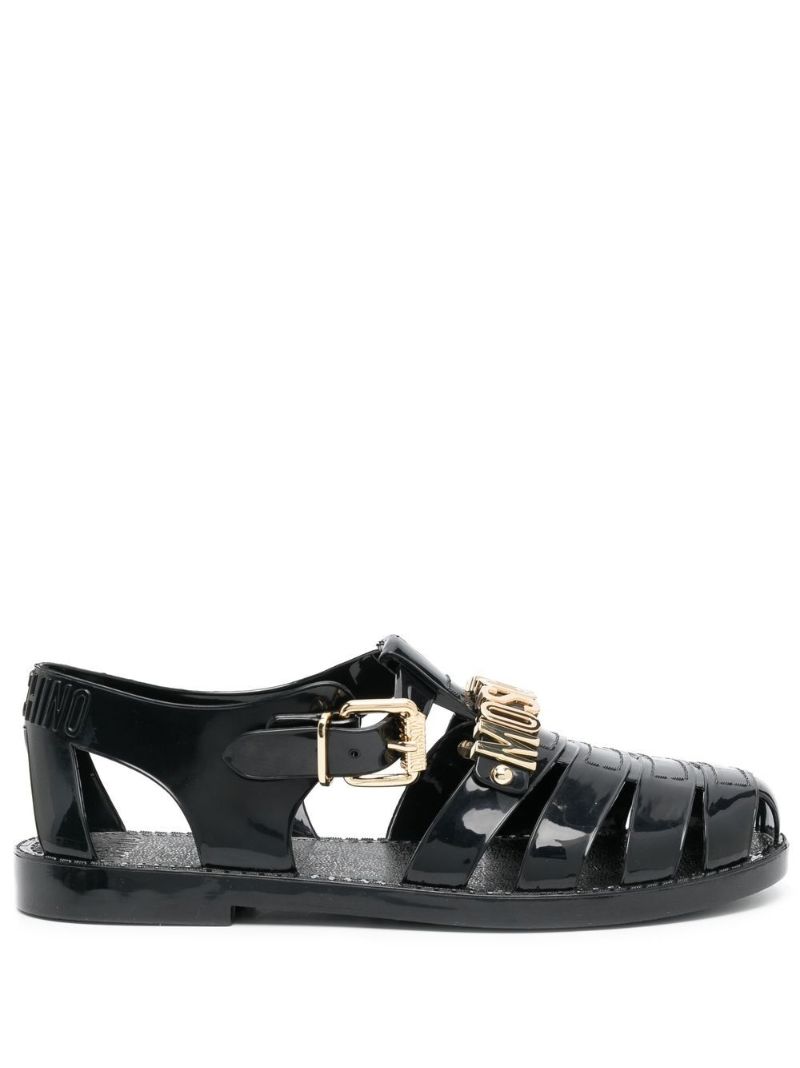 Black Logo Caged Pumps