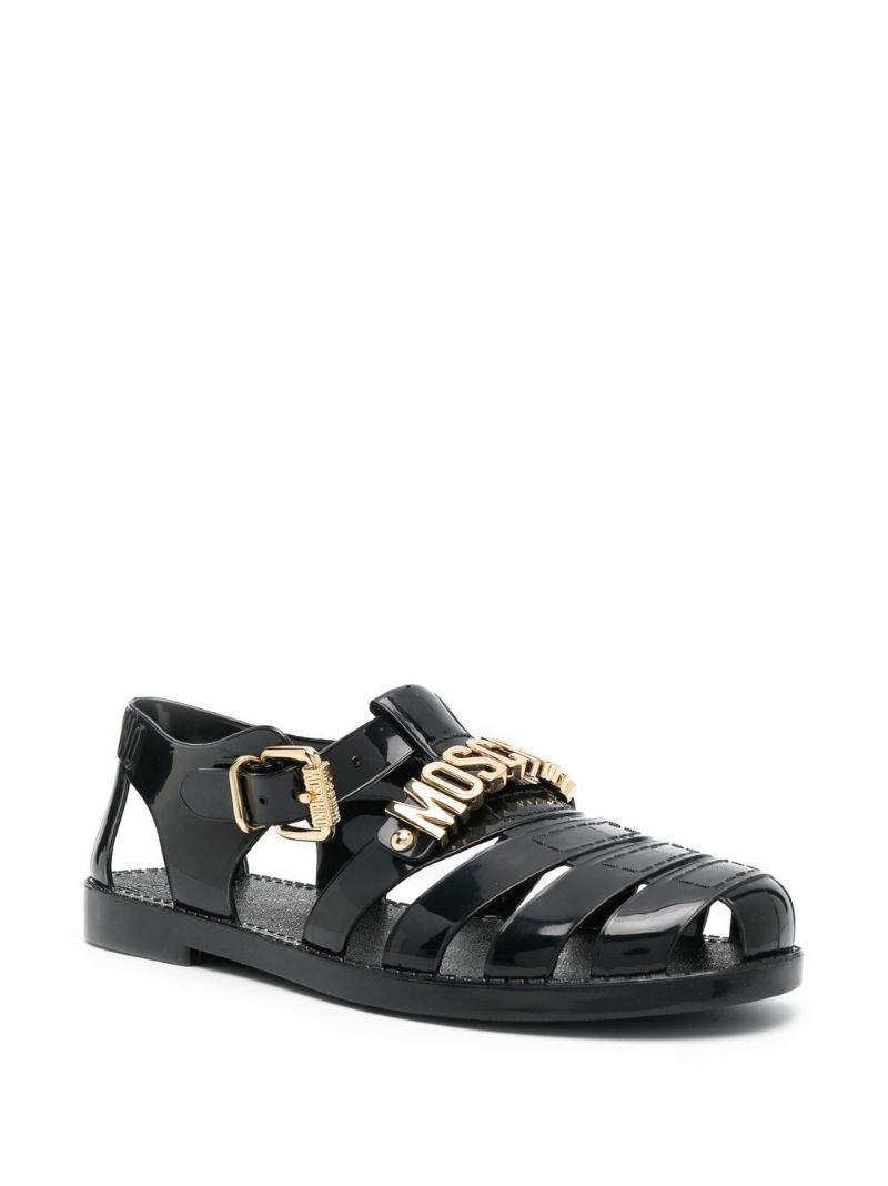Black Logo Caged Pumps