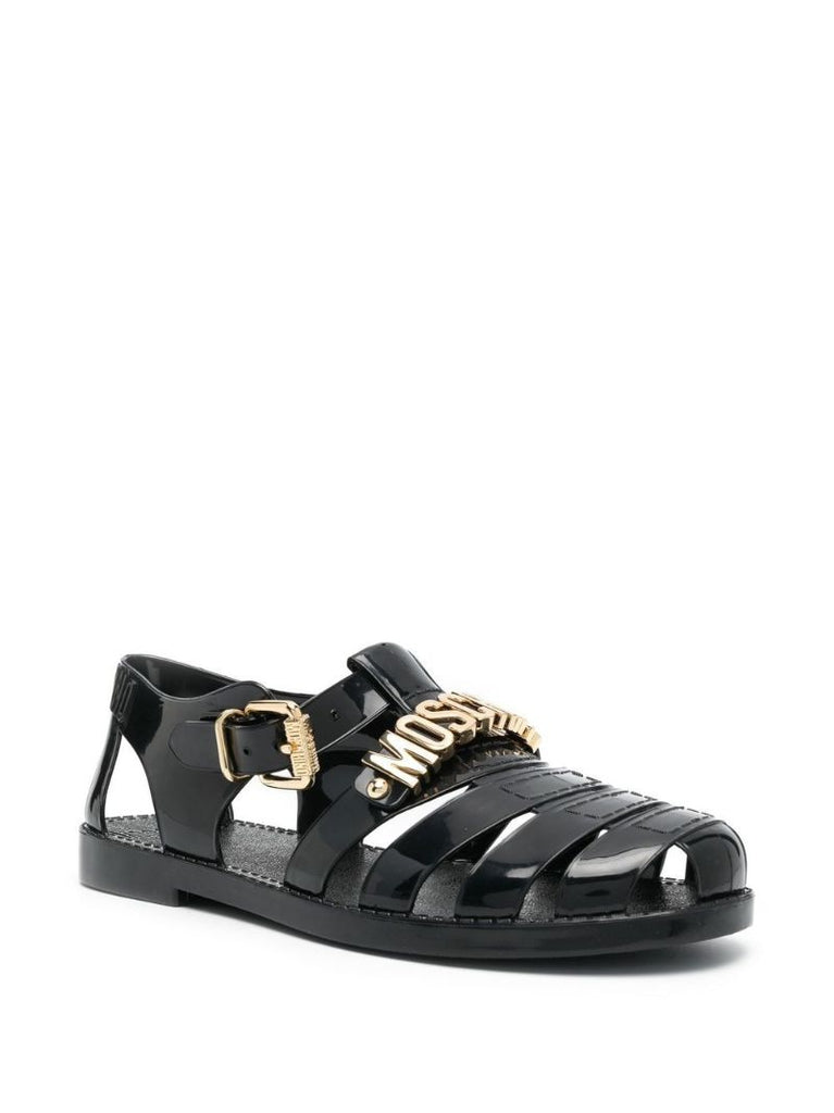 Black Logo Caged Pumps