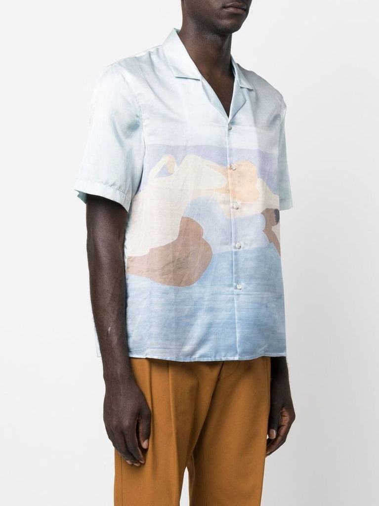 Blue Beach Print Shirt