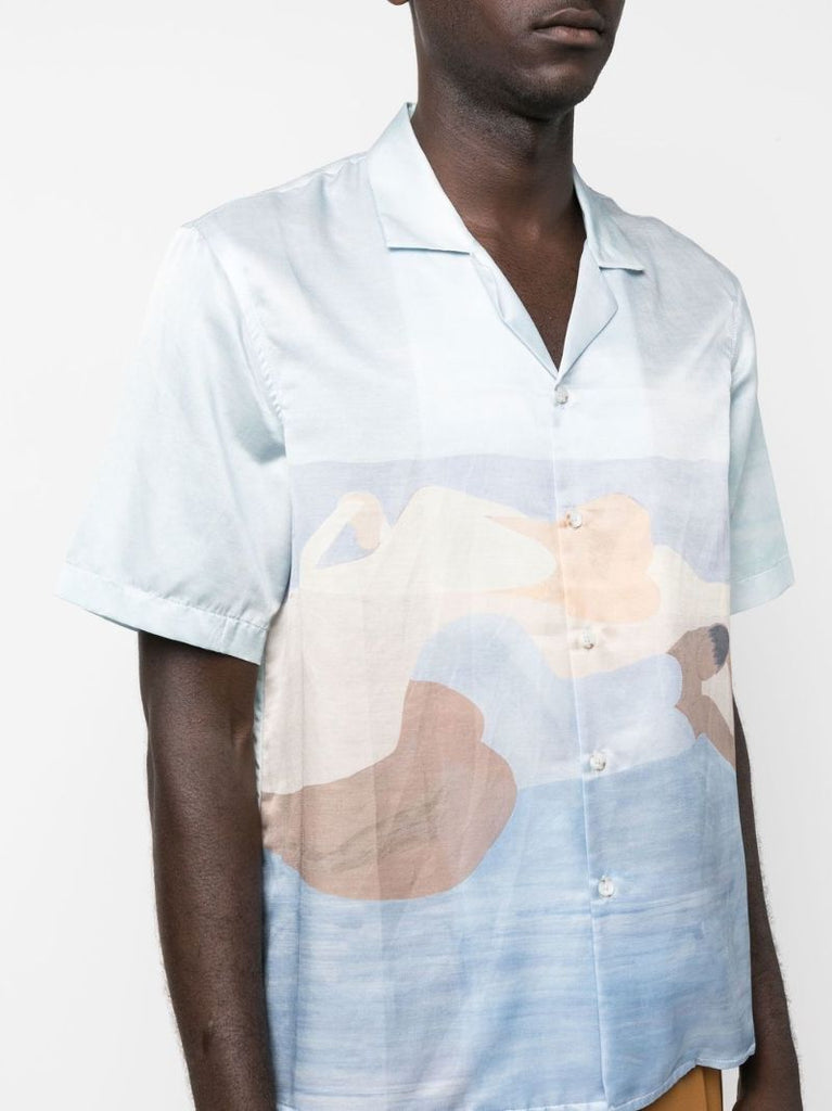 Blue Beach Print Shirt