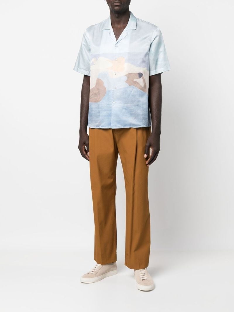 Blue Beach Print Shirt
