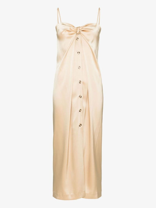 Neutral Doris Satin Midi Dress