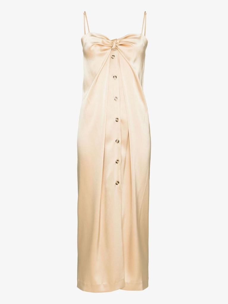 Neutral Doris Satin Midi Dress