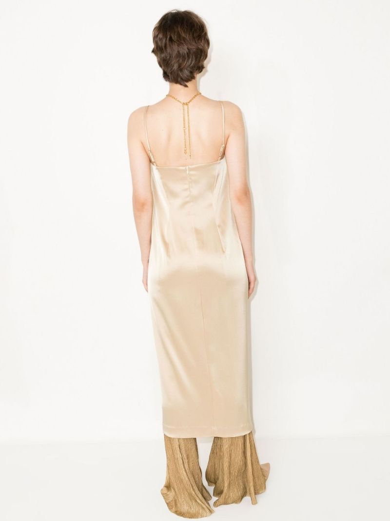 Neutral Doris Satin Midi Dress