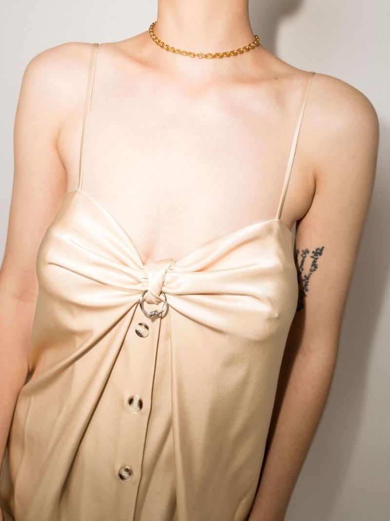 Neutral Doris Satin Midi Dress