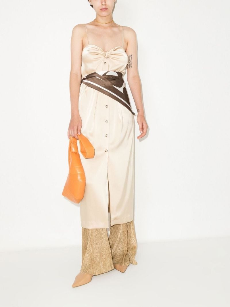 Neutral Doris Satin Midi Dress