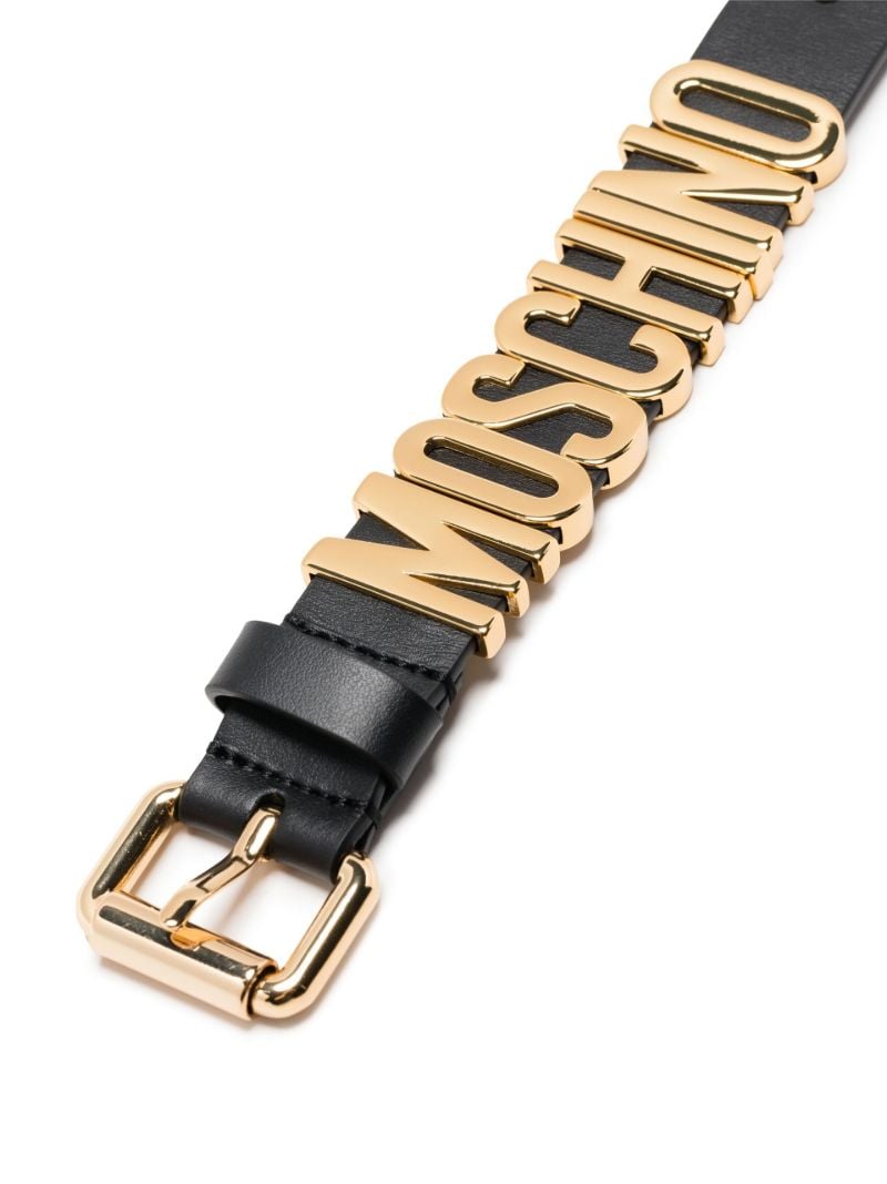 Black Logo Lettering Leather Bracelet