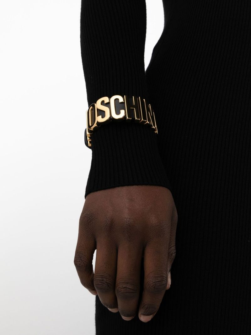 Black Logo Lettering Leather Bracelet
