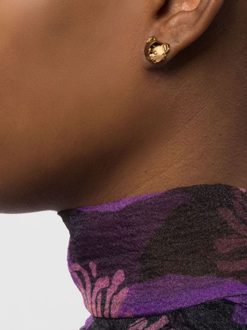 Gold-tone Teddy Bear Stud Earrings