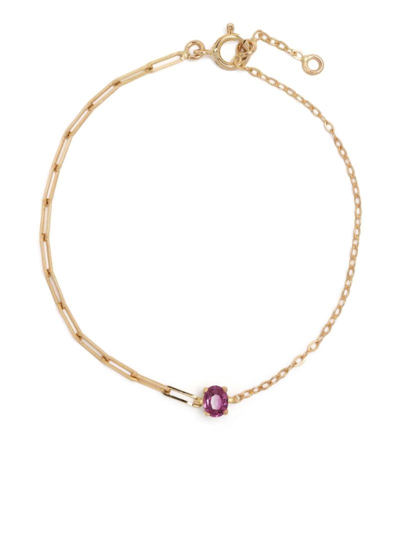 18k Yellow Gold Solitaire Ruby Chain Bracelet