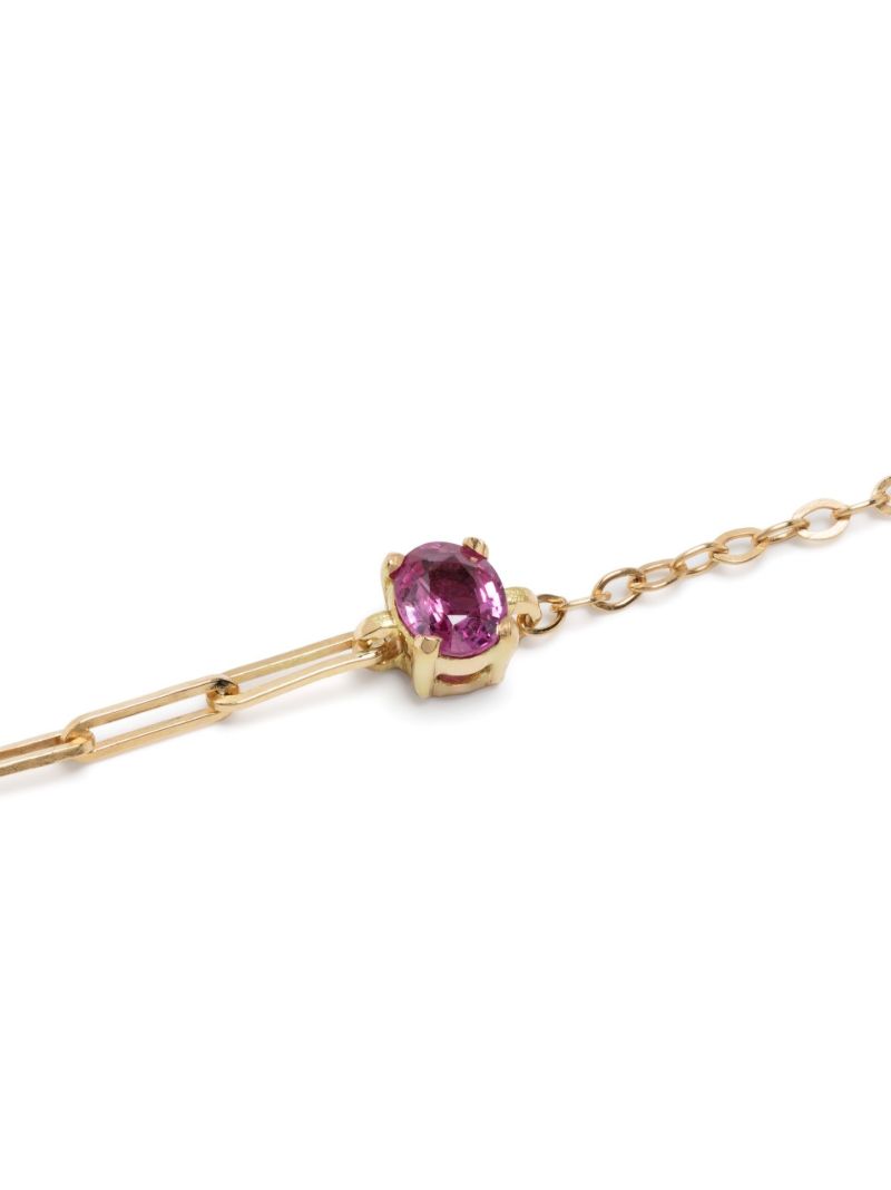 18k Yellow Gold Solitaire Ruby Chain Bracelet