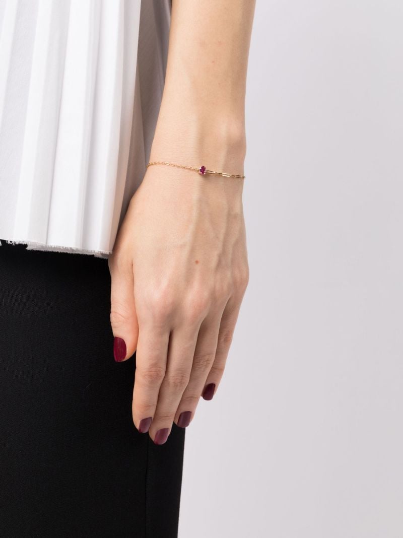 18k Yellow Gold Solitaire Ruby Chain Bracelet