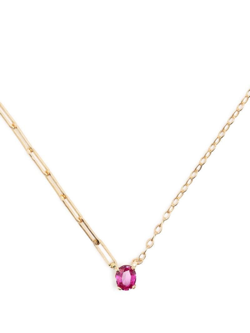 18k Yellow Gold Mixed Chain Ruby Necklace