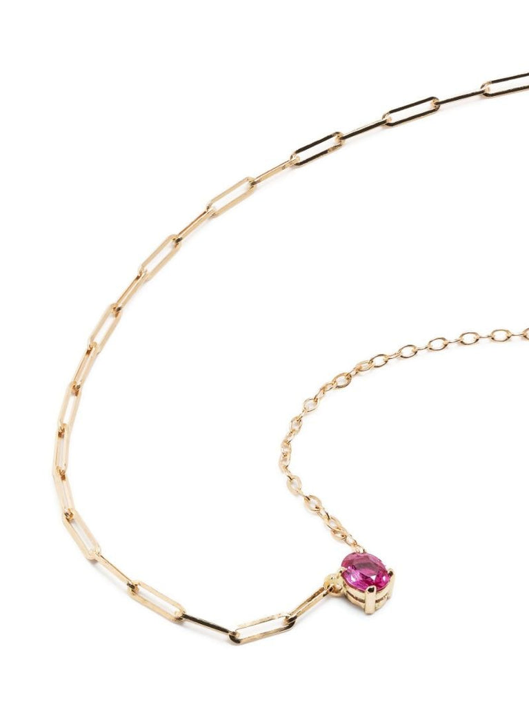 18k Yellow Gold Mixed Chain Ruby Necklace