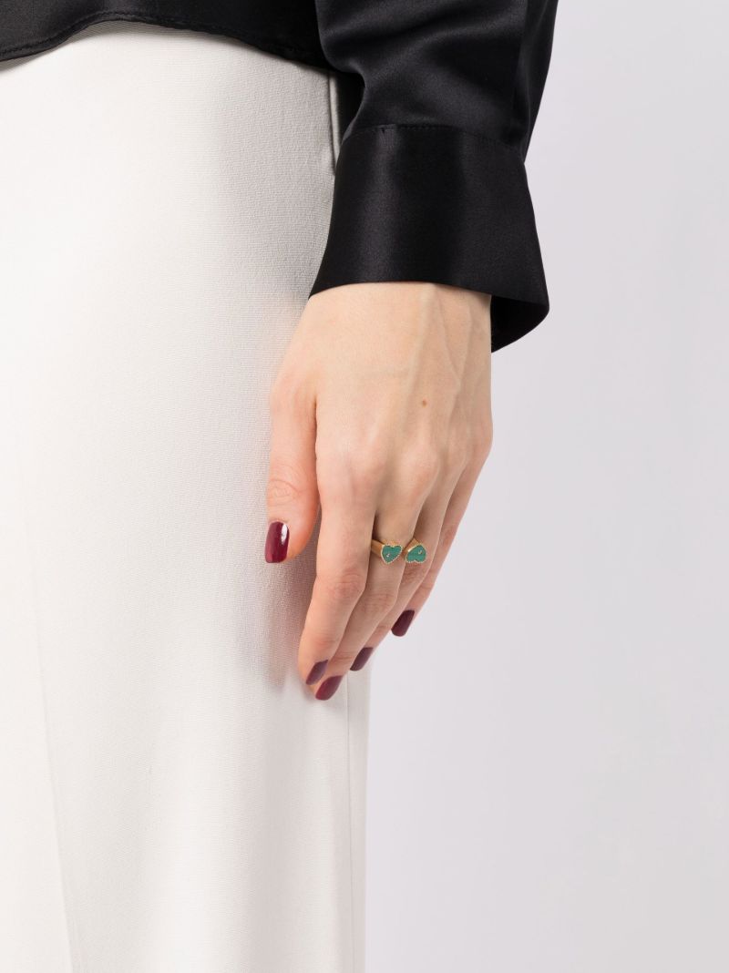 9k Yellow Gold Toi & Moi Coeur Malachite Diamond Ring