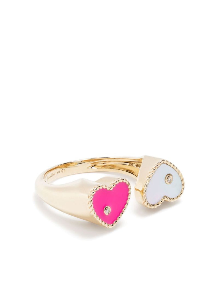 9k Yellow Gold Toi & Moi Coeur Diamond Ring