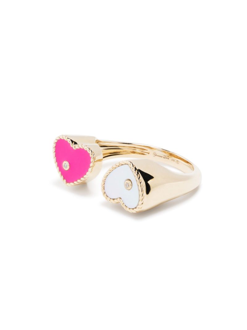 9k Yellow Gold Toi & Moi Coeur Diamond Ring