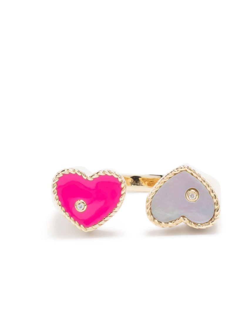 9k Yellow Gold Toi & Moi Coeur Diamond Ring