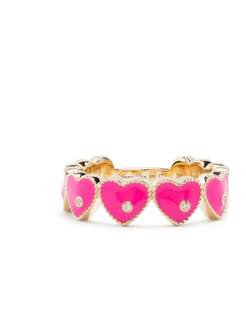 9k Yellow Gold Alliance Heart Diamond Ring