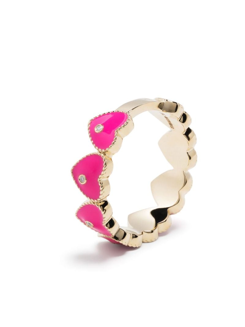 9k Yellow Gold Alliance Heart Diamond Ring