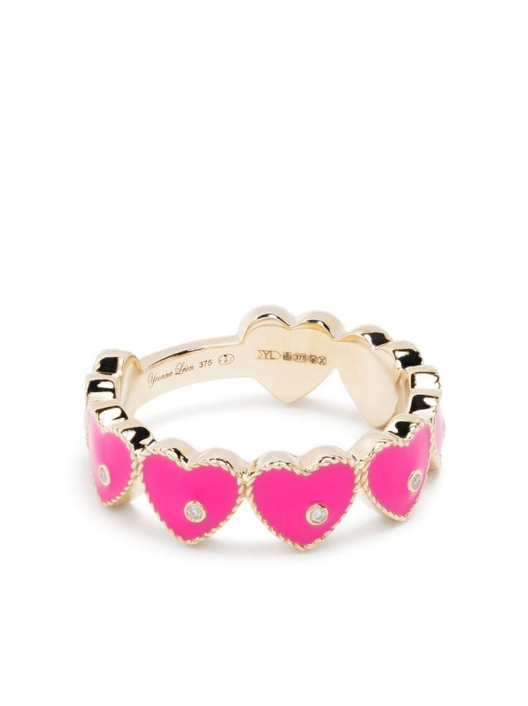 9k Yellow Gold Alliance Heart Diamond Ring