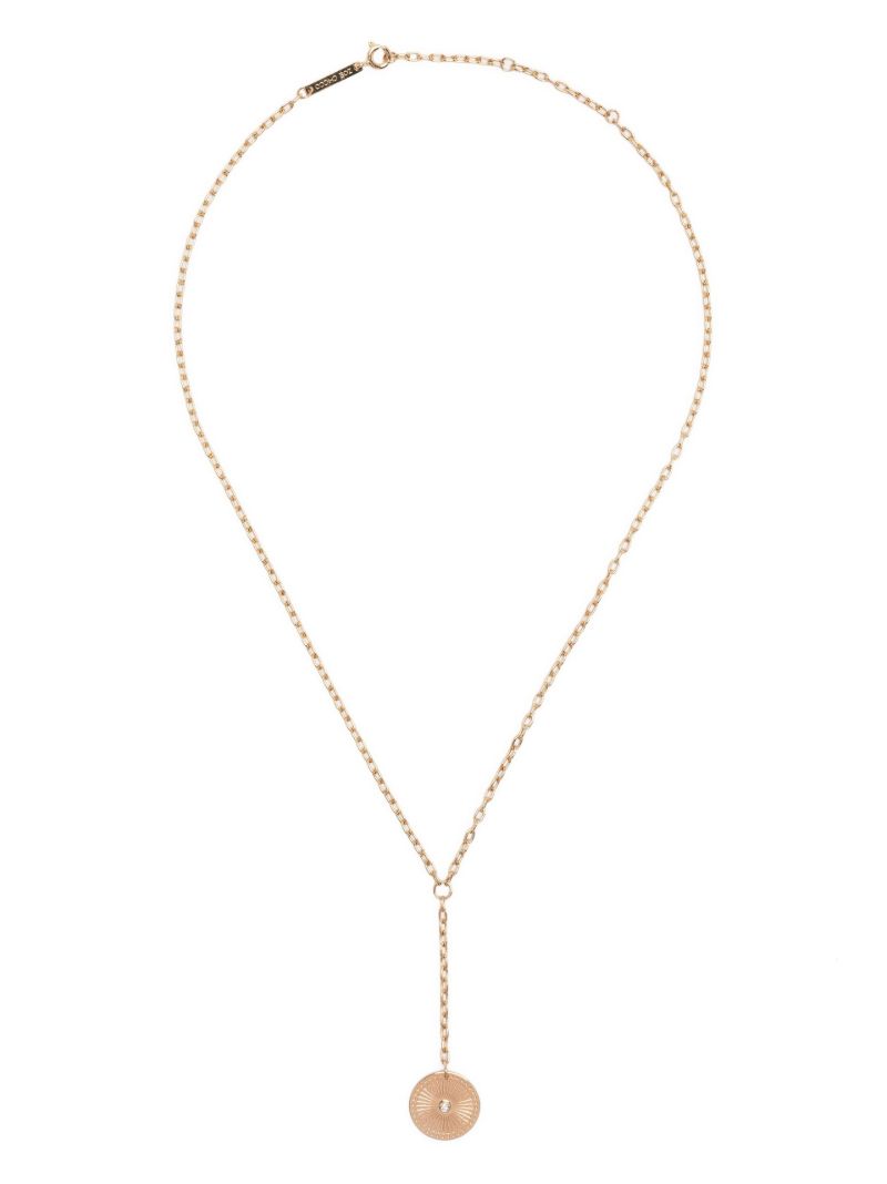 14k Yellow Gold Small Sunbeam Medallion Diamond Necklace