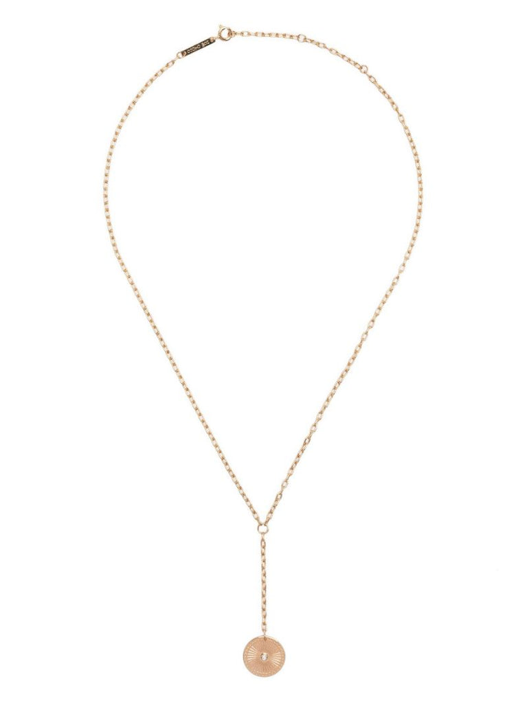 14k Yellow Gold Small Sunbeam Medallion Diamond Necklace