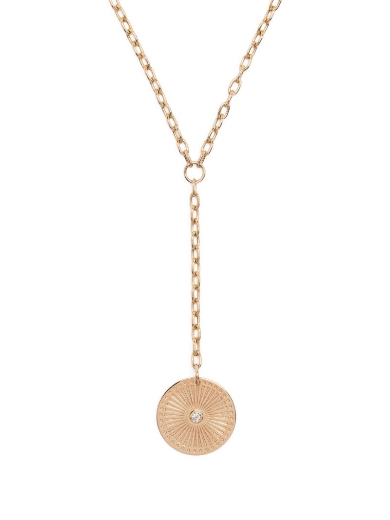 14k Yellow Gold Small Sunbeam Medallion Diamond Necklace