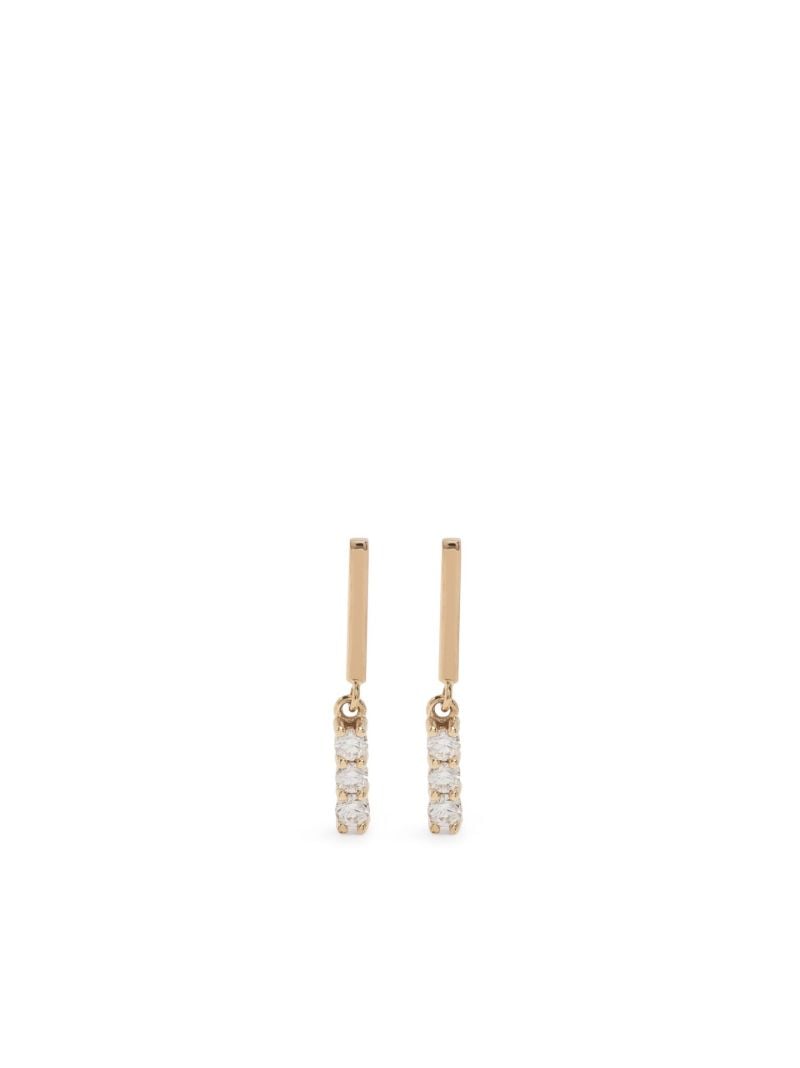 14k Yellow Gold  Bar Diamond Earrings