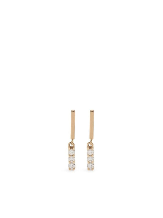 14k Yellow Gold  Bar Diamond Earrings