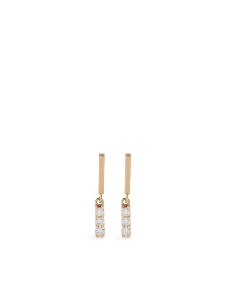 14k Yellow Gold  Bar Diamond Earrings
