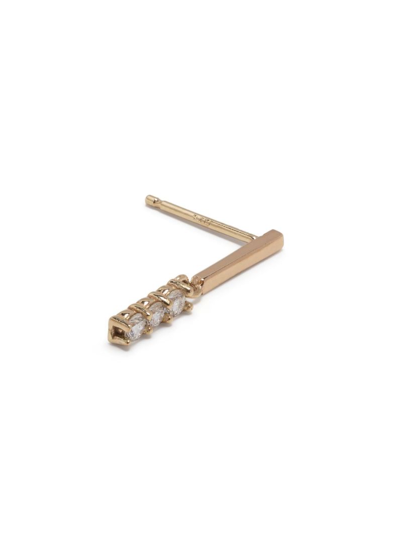 14k Yellow Gold  Bar Diamond Earrings