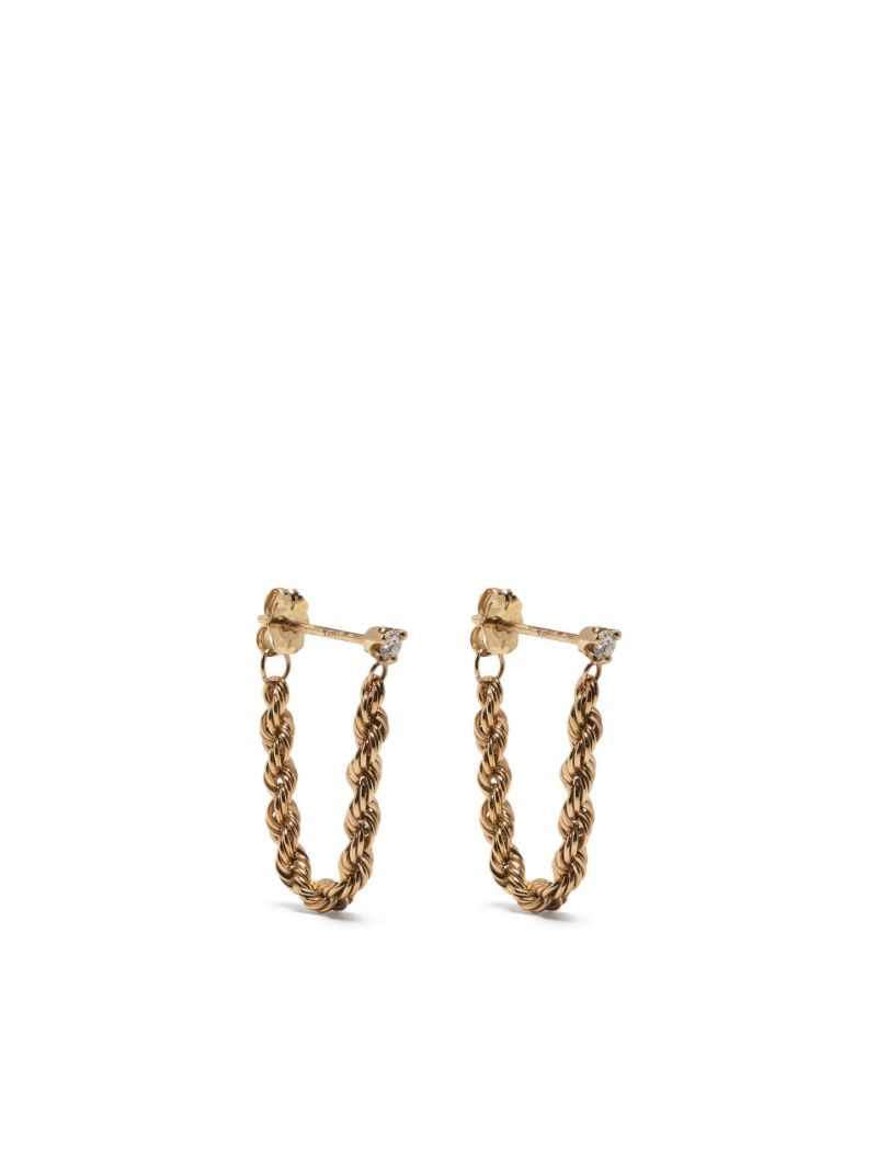 14k Yellow Gold Rope Chain Diamond Earrings