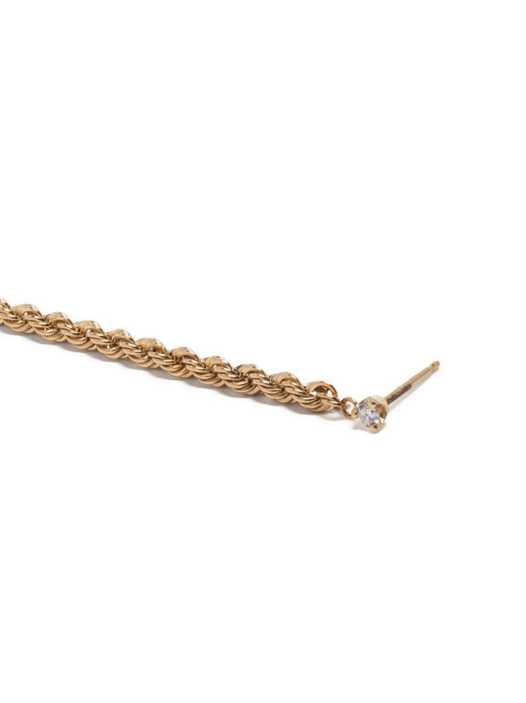 14k Yellow Gold Rope Chain Diamond Earrings