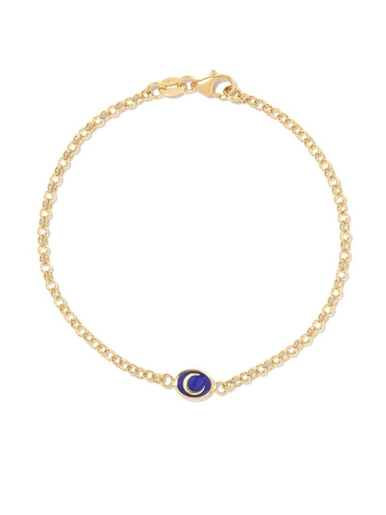 18k Yellow Gold Crescent Moon Charm Bracelet