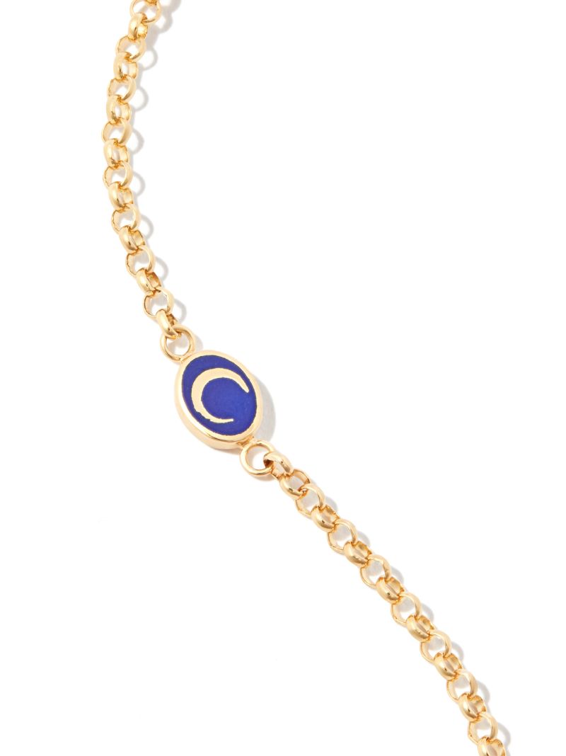 18k Yellow Gold Crescent Moon Charm Bracelet