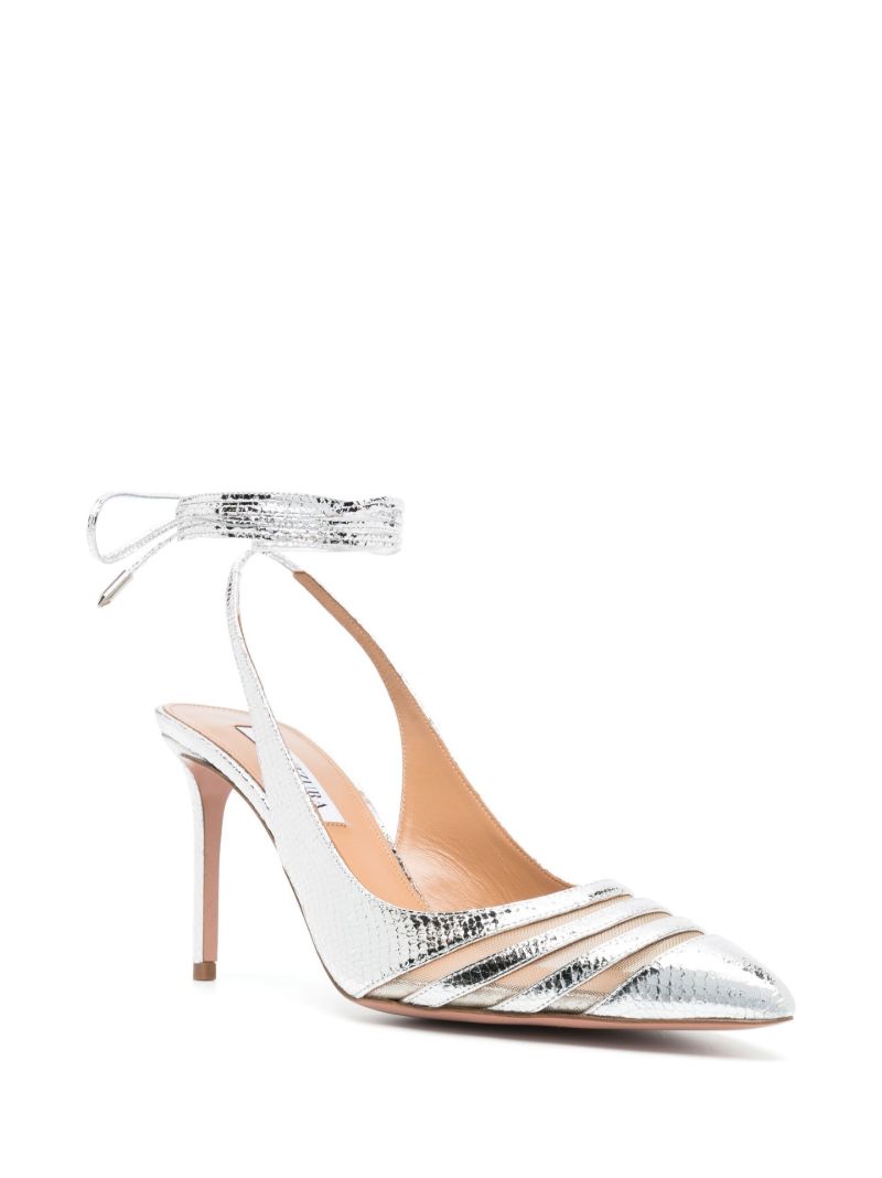 Silver Unfaithful 85 Mock Croc Leather Pumps
