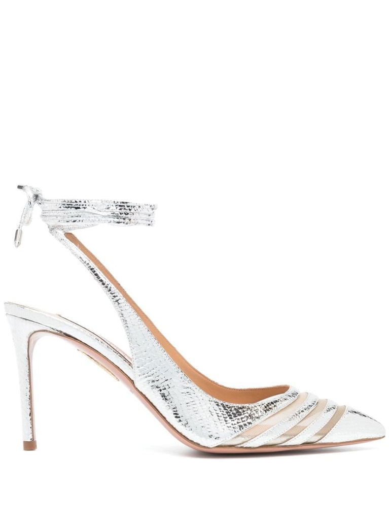 Silver Unfaithful 85 Mock Croc Leather Pumps