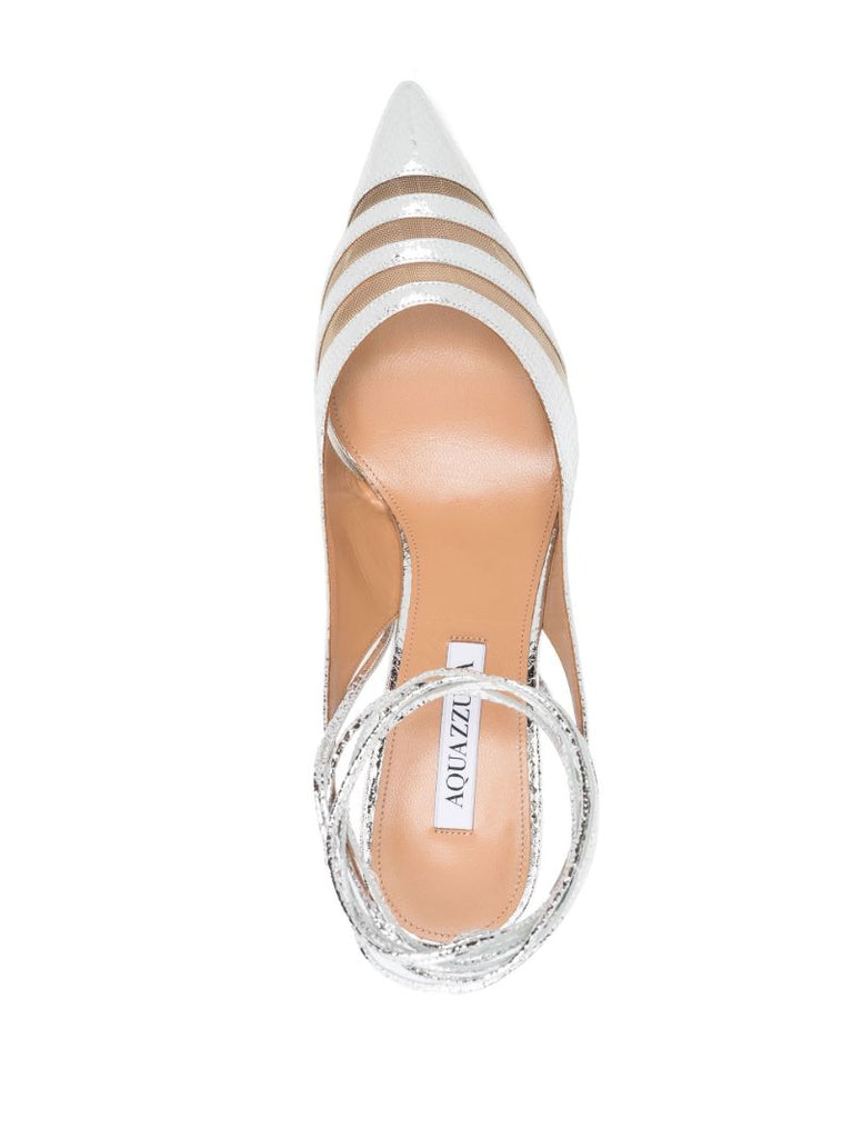 Silver Unfaithful 85 Mock Croc Leather Pumps