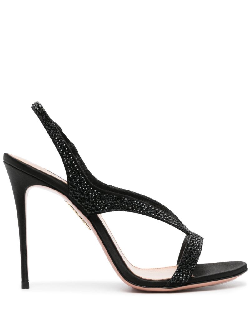 Black Izzy 105 Crystal Satin Sandals
