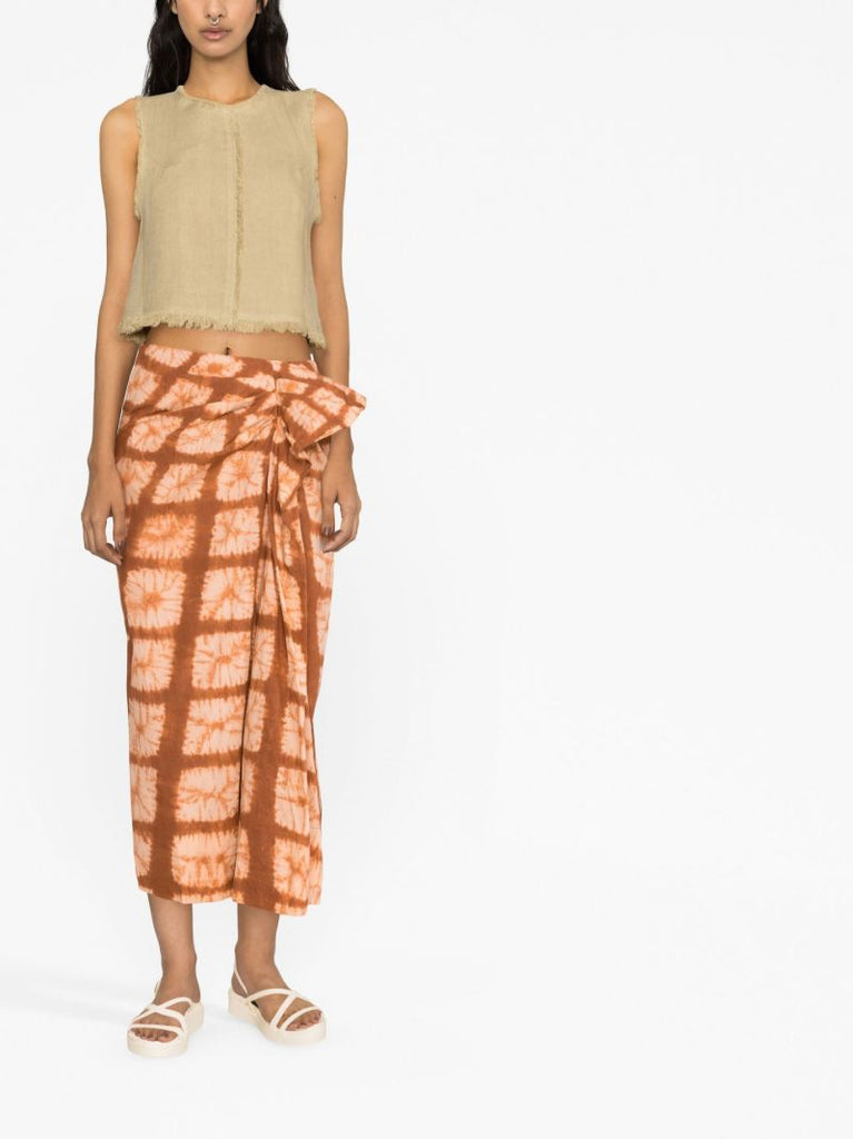 Orange Ember Sarong Midi Skirt