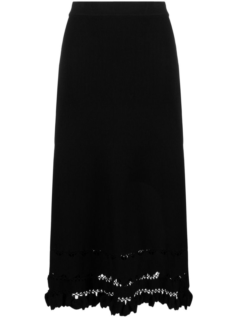 Black Matteo Lace Panel Midi Skirt