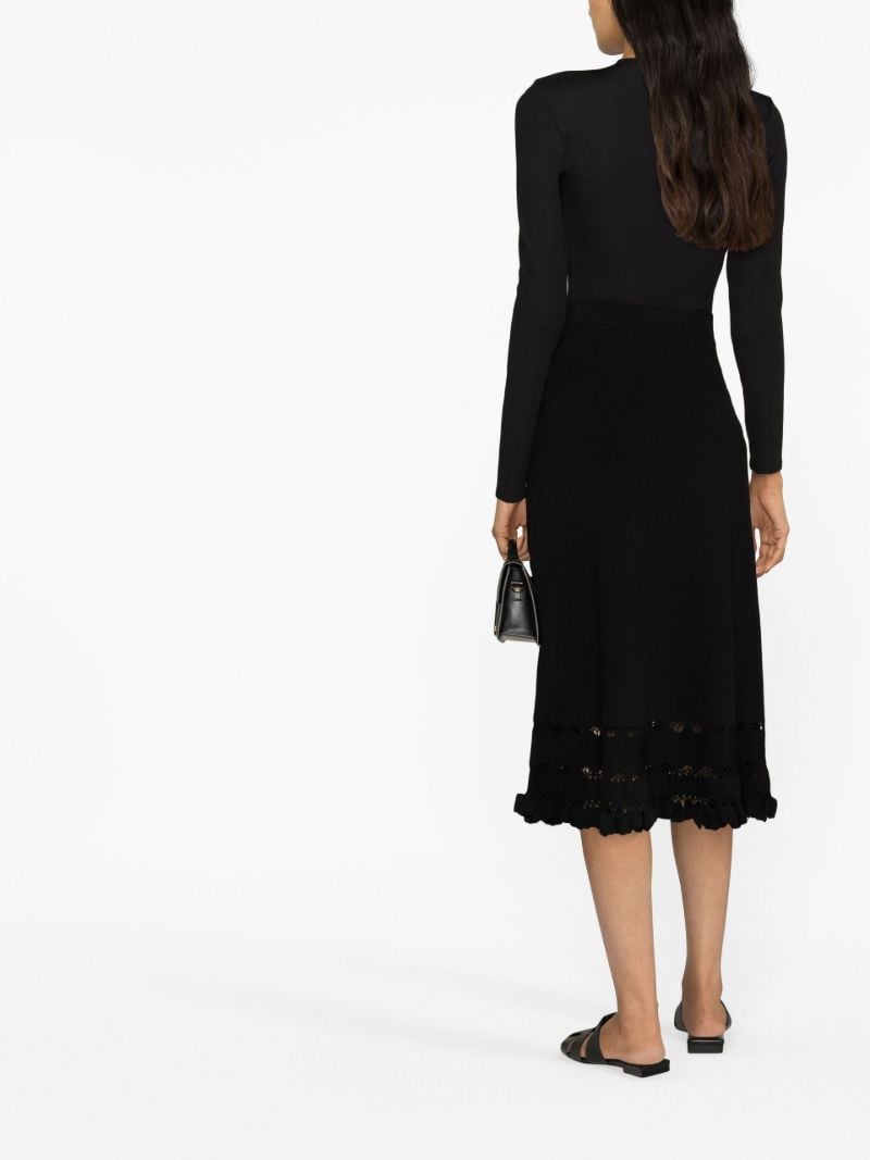 Black Matteo Lace Panel Midi Skirt