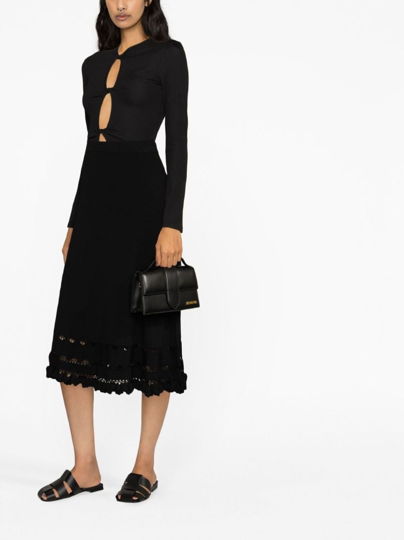 Black Matteo Lace Panel Midi Skirt