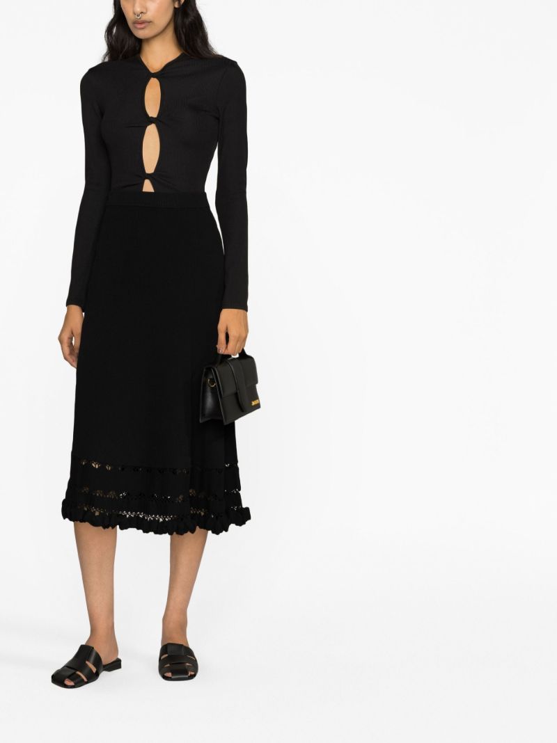 Black Matteo Lace Panel Midi Skirt